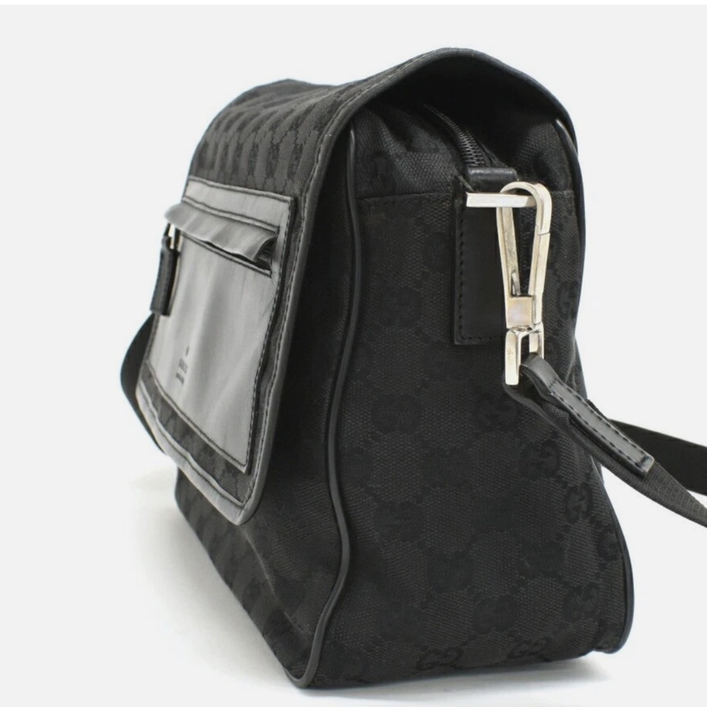 GUCCI GG Black Canvas Shoulder Bag or Crossbody Bag Black Canvas T00R - Picture 5 of 14